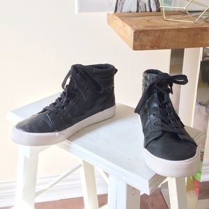 Boys black lace up high tops